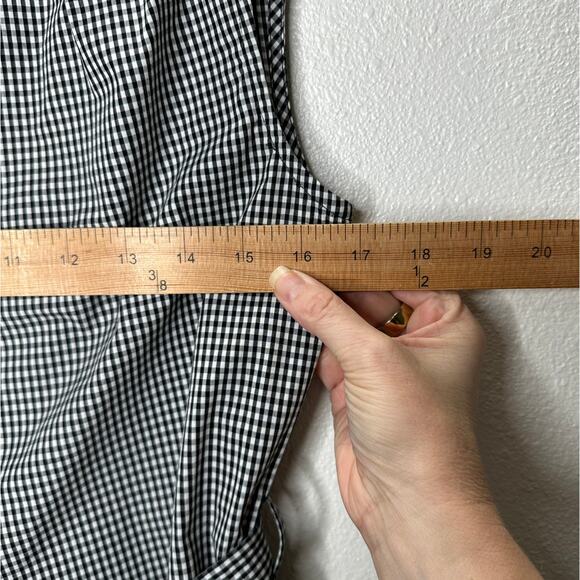 Frame Black & White Gingham Sleeveless Shoulder Pad Button Collared Shirtdress S - Picture 14 of 16